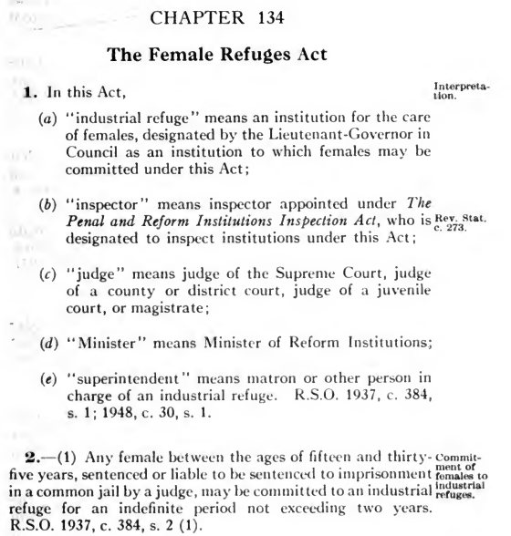 Female Refuges Act